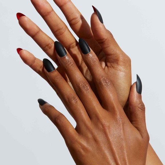 Static Nails Almond Reusable Pop-On Manicure Fake Press On Nail Black White Red - Picture 2 of 4